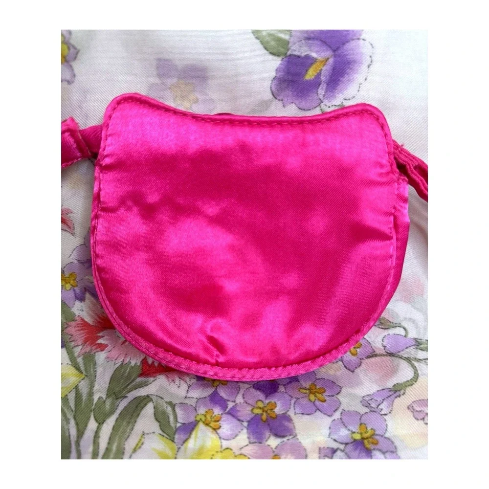 Sanrio Hello Kitty Mini Wristlet Coin Purse‎ Silver Sequin Pink Bow 4.5x5